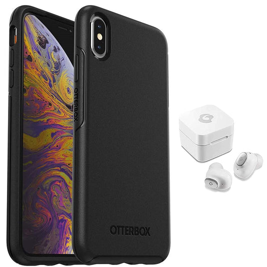 OtterBox Symmetry Series Case for iPhone Xs Max with GLIDIC Wireless Bluetooth Earbuds Sweatproof Pro Stereo Headphones - Non Retail - Black
