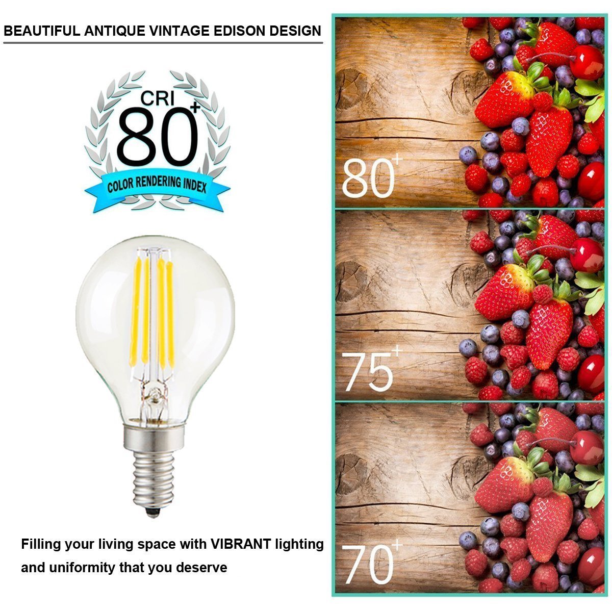 MaoTopCom 4W G45 Dimmable Candelabra LED Bulb, 2700K Warm White 400LM, E14 Base Lamp, G45 Clear Glass Globe Bulb, 40W Incandescent Replacement