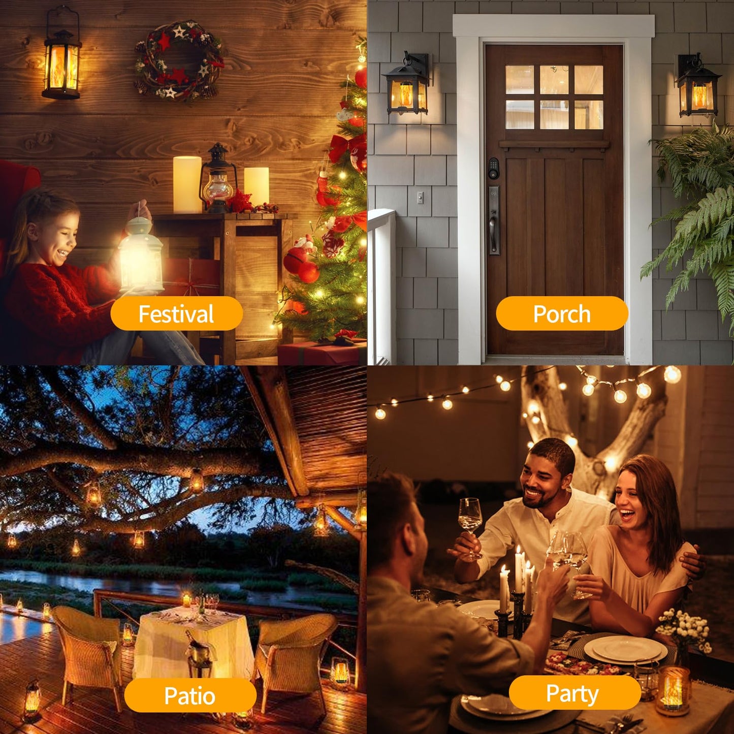KKHLGB LED Flame Light Bulbs, Flickering Light Bulbs 4 Modes with Gravity Sensor, E26 Base Fire Light Bulb for Halloween, Christmas,Porch, Patio