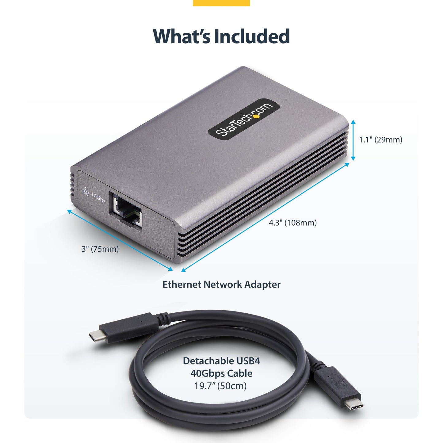 StarTech 10GbE USB4 Ethernet Adapter, External 10Gb Network Card, Thunderbolt 3/4 / 5 Compatible, 10/5/2.5/1Gbps /100Mbps, for Mac/Windows