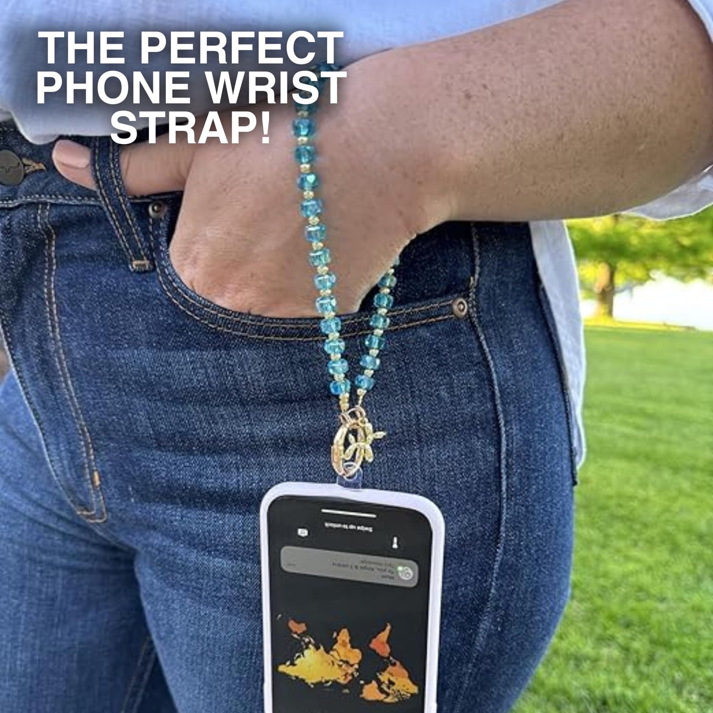 Save the Girls Clip and Go Phone Wristlet (Aqua) - Hands Free Phone Wrist Strap - Multifunctional Women’s Bracelet or Necklace Holder On Strap