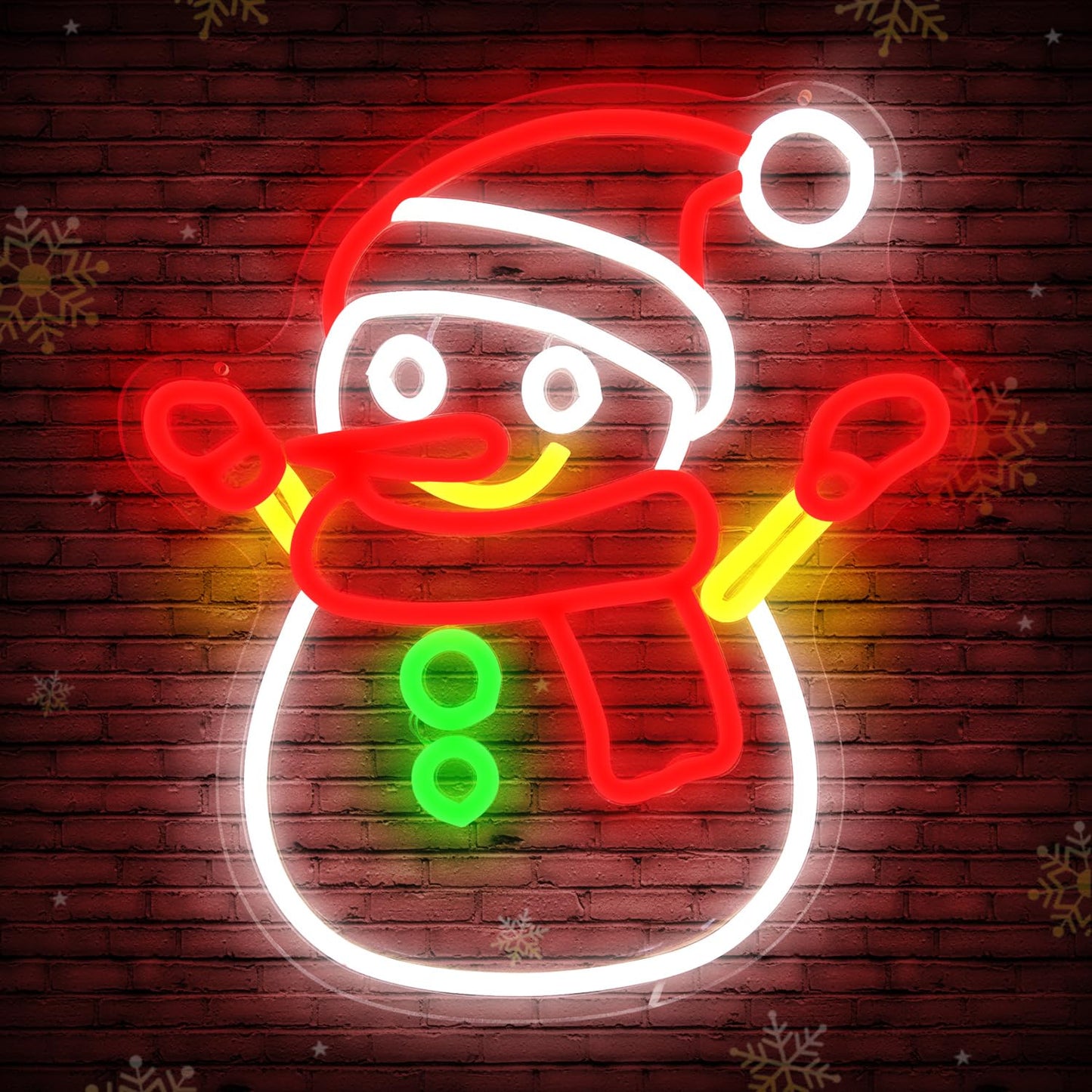 Cheunyar Christmas Snowman Neon Sign Dimmable Christmas Neon Signs for Wall Decor Led Neon Signs Light Up Sign for Bedroom Cafe Bar living Room Neon