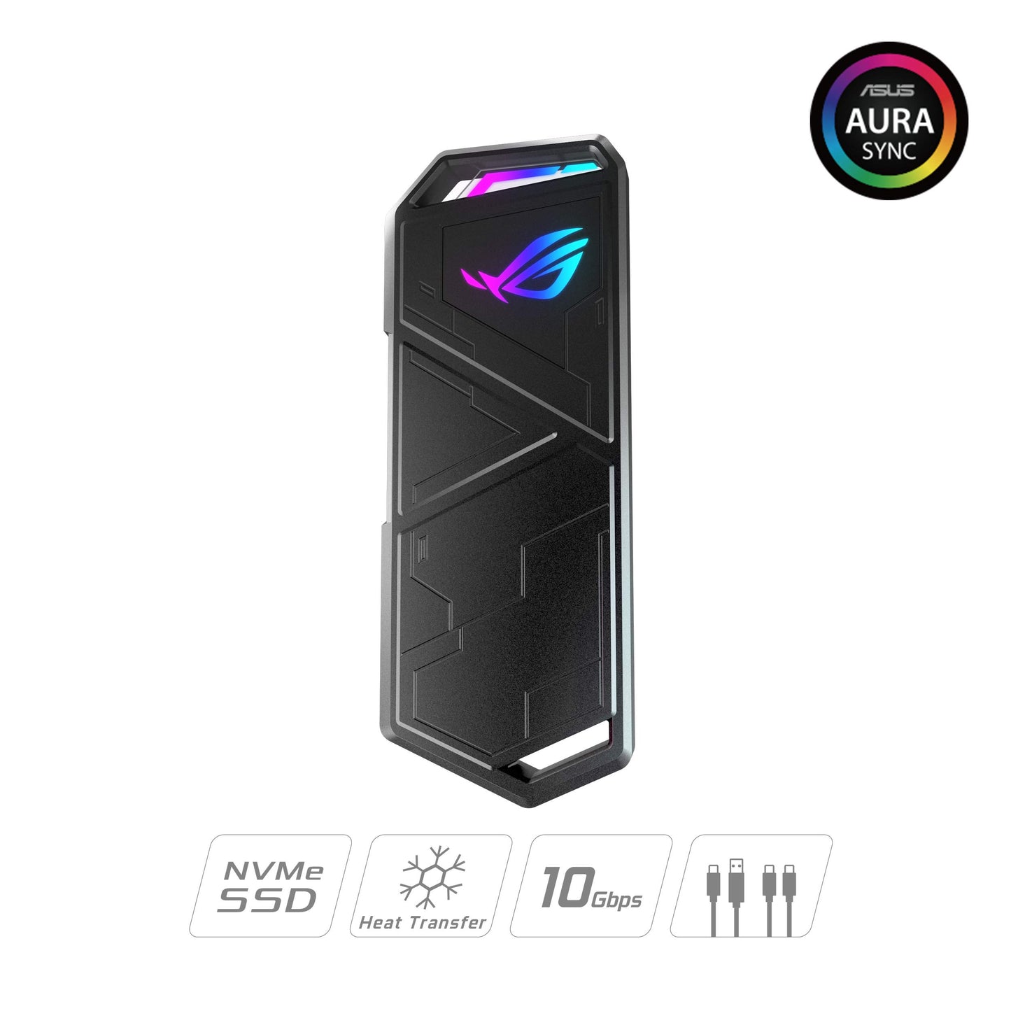ASUS ROG STRIX Arion Aluminum Alloy M.2 NVMe SSD External Portable Enclosure Case Adapter, USB 3.2 Gen 2 Type-C (10 Gbps), USB-C to C and USB-C to A
