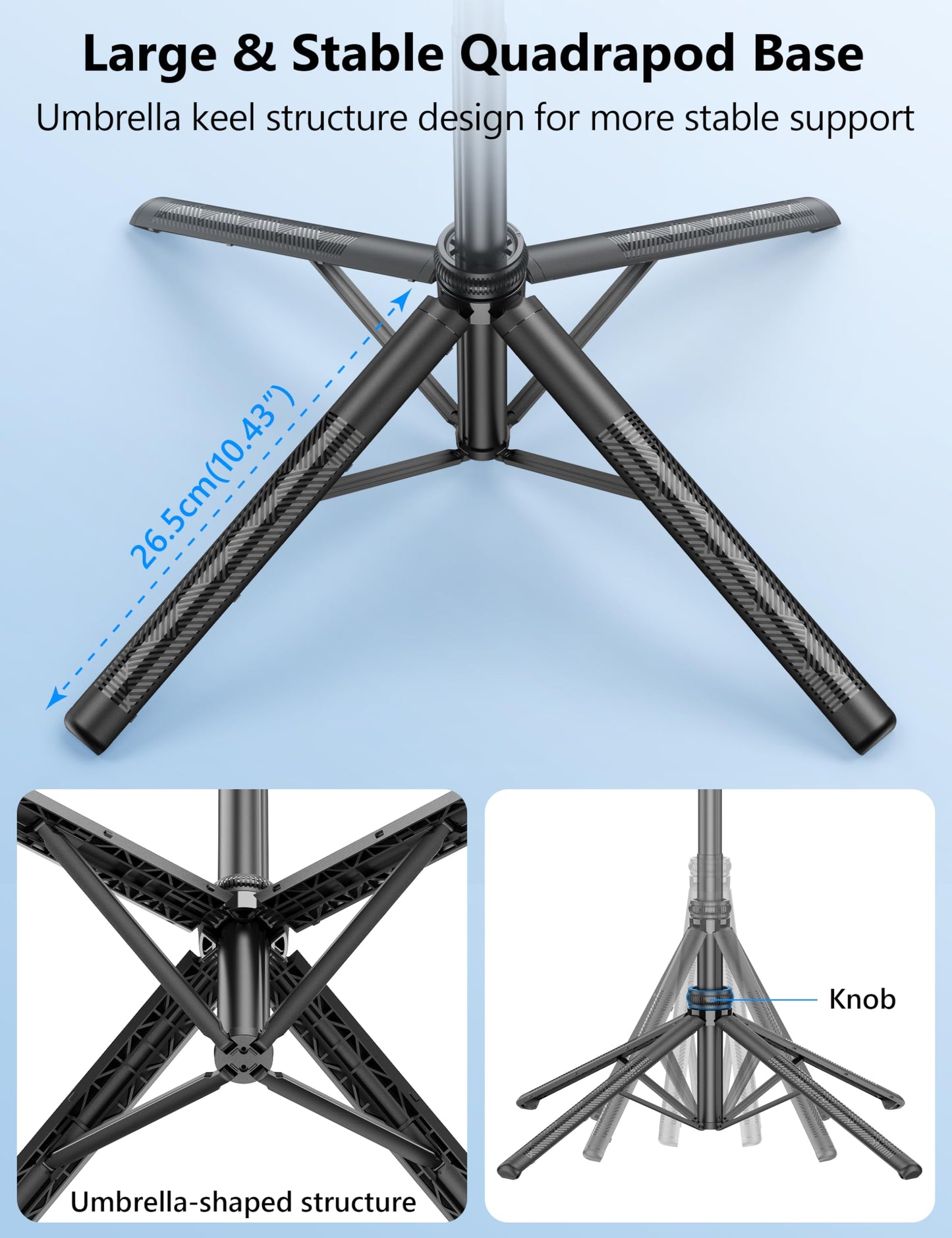 64'' Auto Face Tracking Tripod 360 Rotation with Stand, Handheld Stabilization, Aluminum Quadrapod Selfie Stick Phone Tripod with Remote Compatible