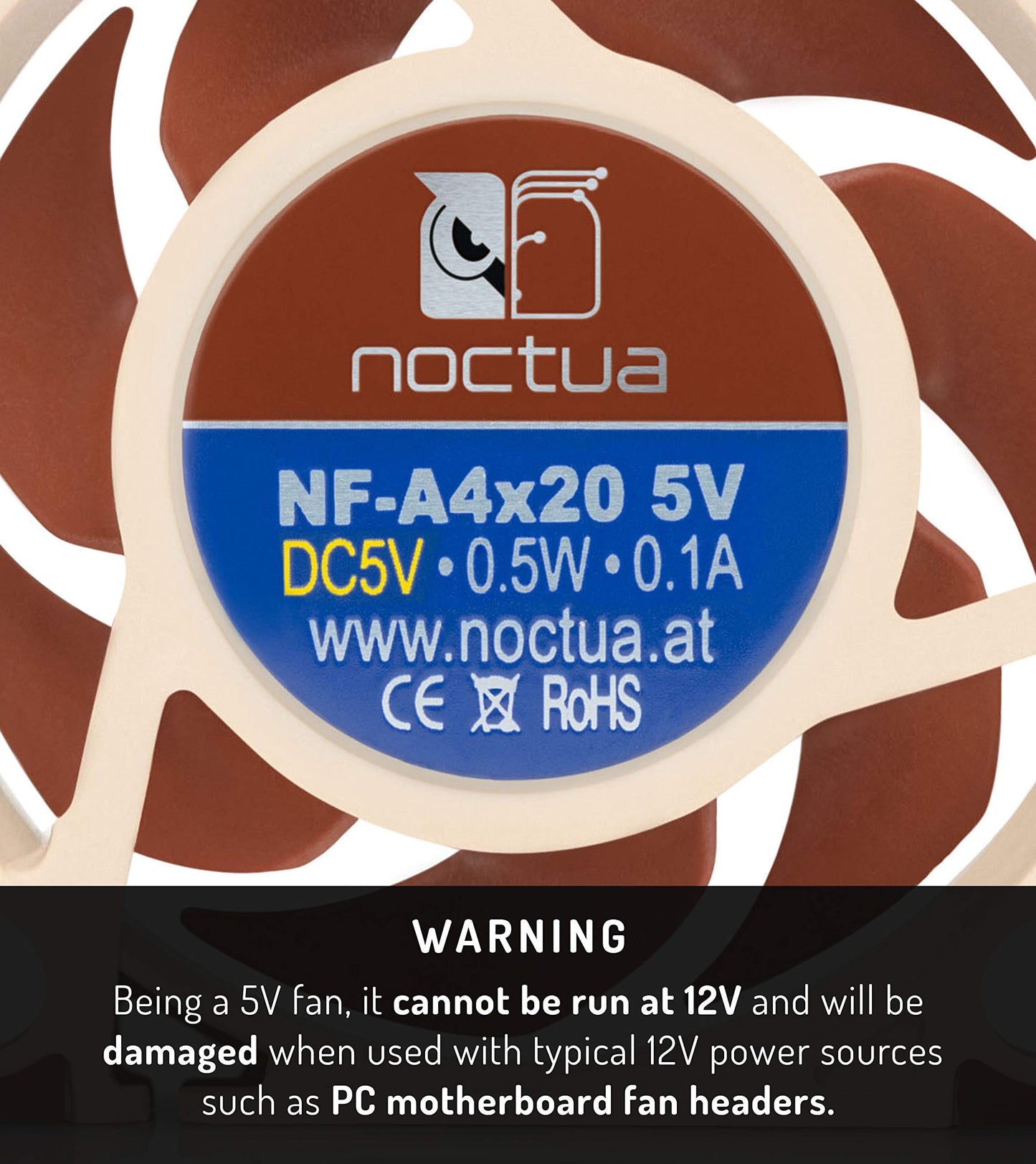 Noctua NF-A4x20 5V, Premium Quiet Fan, 3-Pin, 5V Version (40x20mm, Brown)
