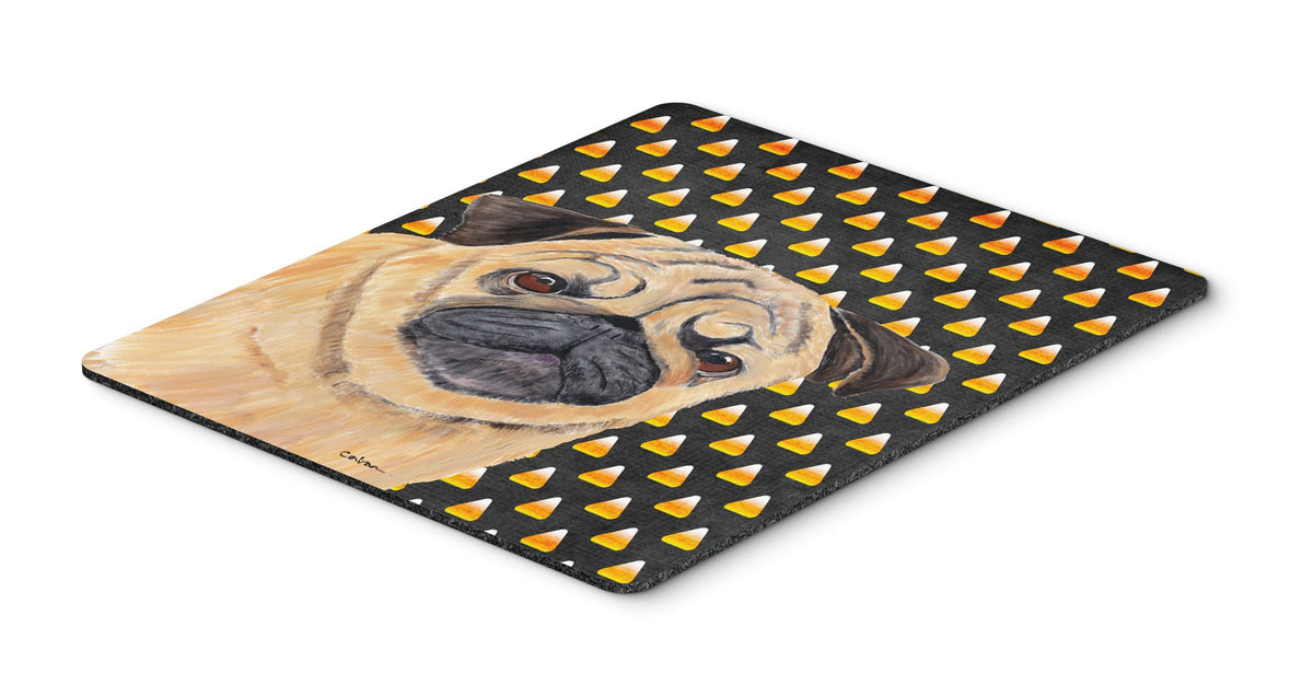 Caroline's Treasures SC9181MP Pug Candy Corn Halloween Portrait Mouse Pad, Hot Pad or Trivet for Home Office Gaming Working Computers Laptop Mouse