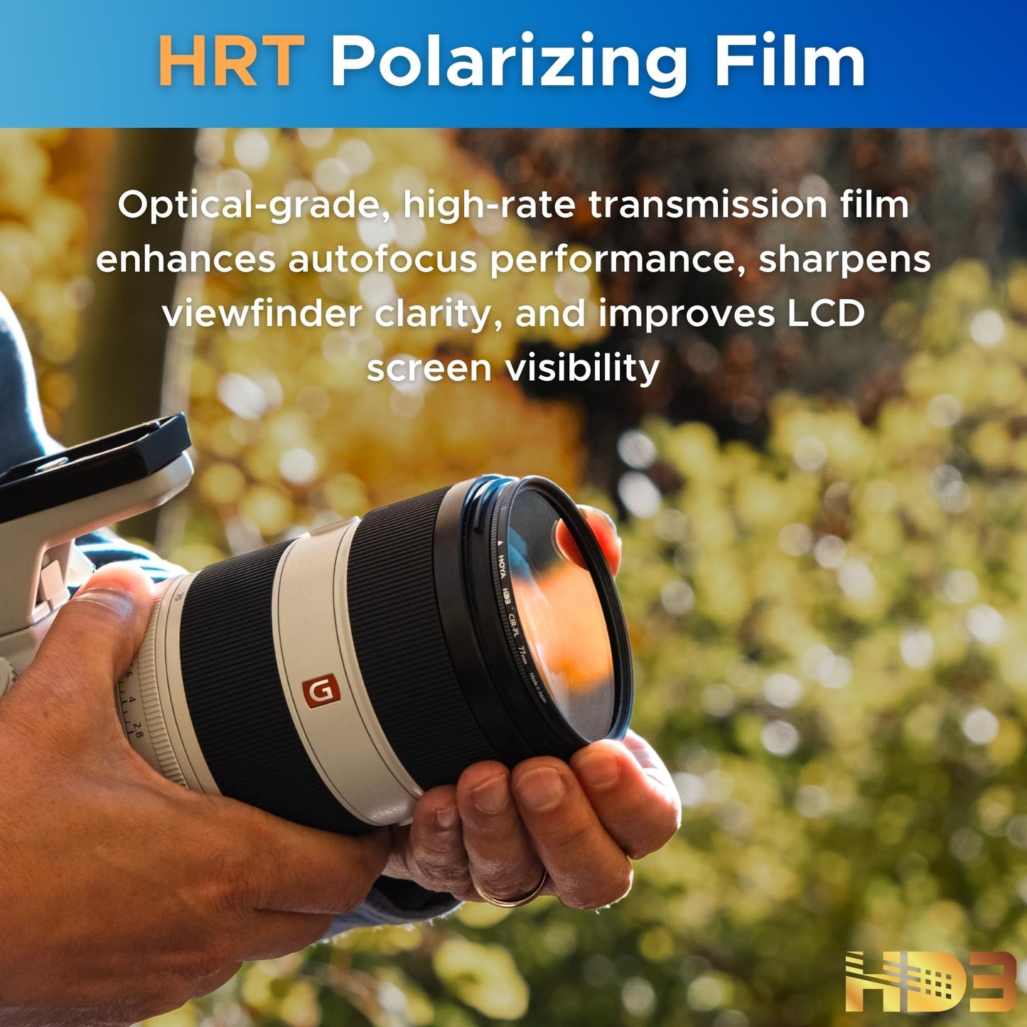 Hoya HD3 HRT Circular Polarizer - 62mm - Re-Certified for 100MP+ Cameras with Ultra-Hard Nano Coating Technology and High Rate Transmission Film