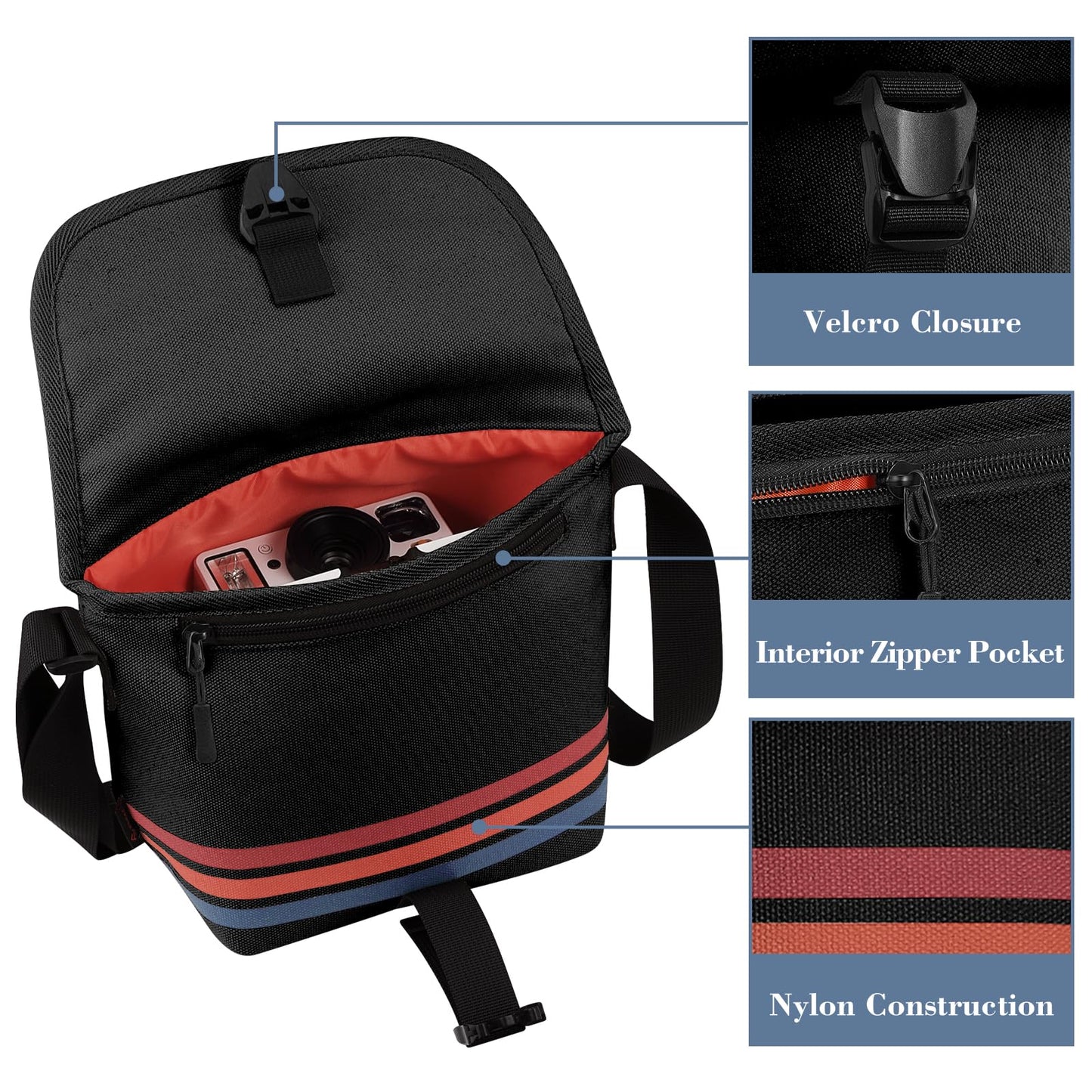 FINTIE Crossbody Camera Bag Compatible with Polaroid Now+ Generation 3rd/2nd/1st I-Type, Polaroid Flip, OneStep 2 VF, I-2 Instant Film Camera Travel