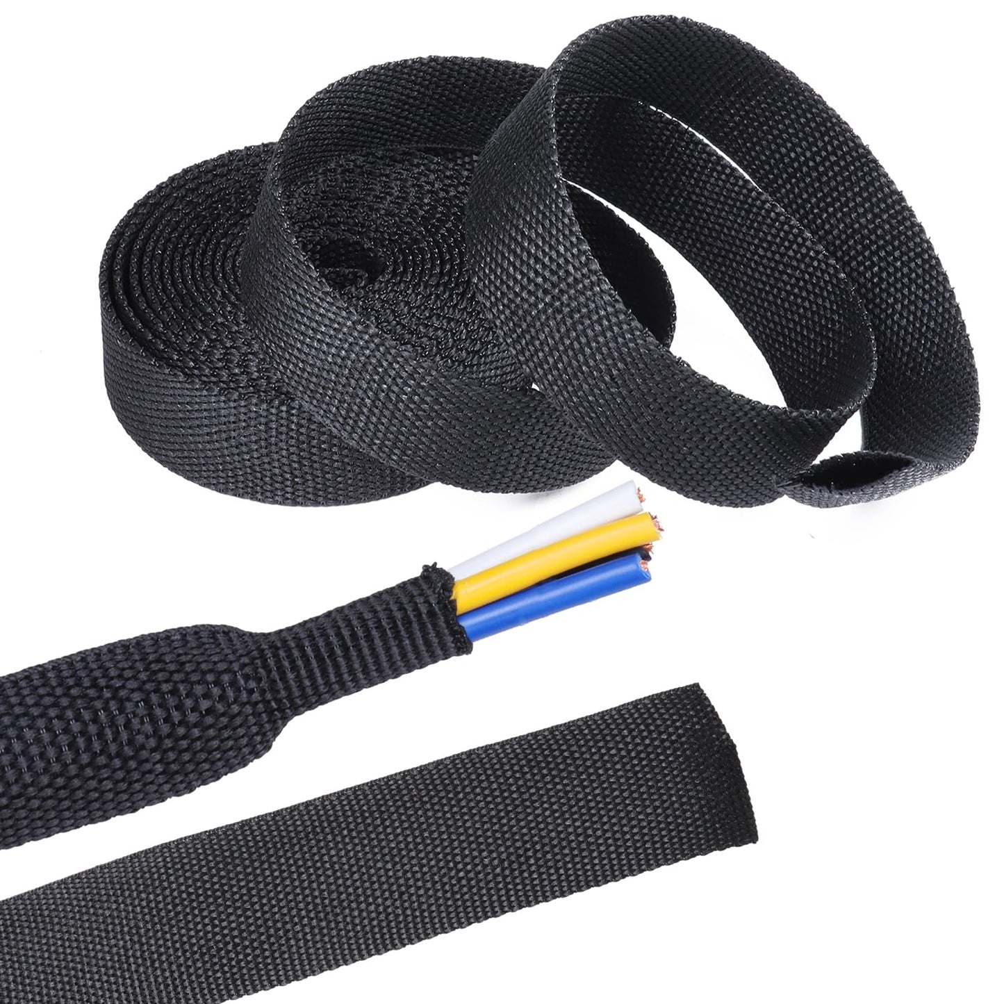 Sonoreboom 2 in 1 Heat Shrink Braided Sleeving Fabric Tubing-Ideal fit Irregular Shape Hose/Cable/Wire (1/2"(12mm), 40FT)