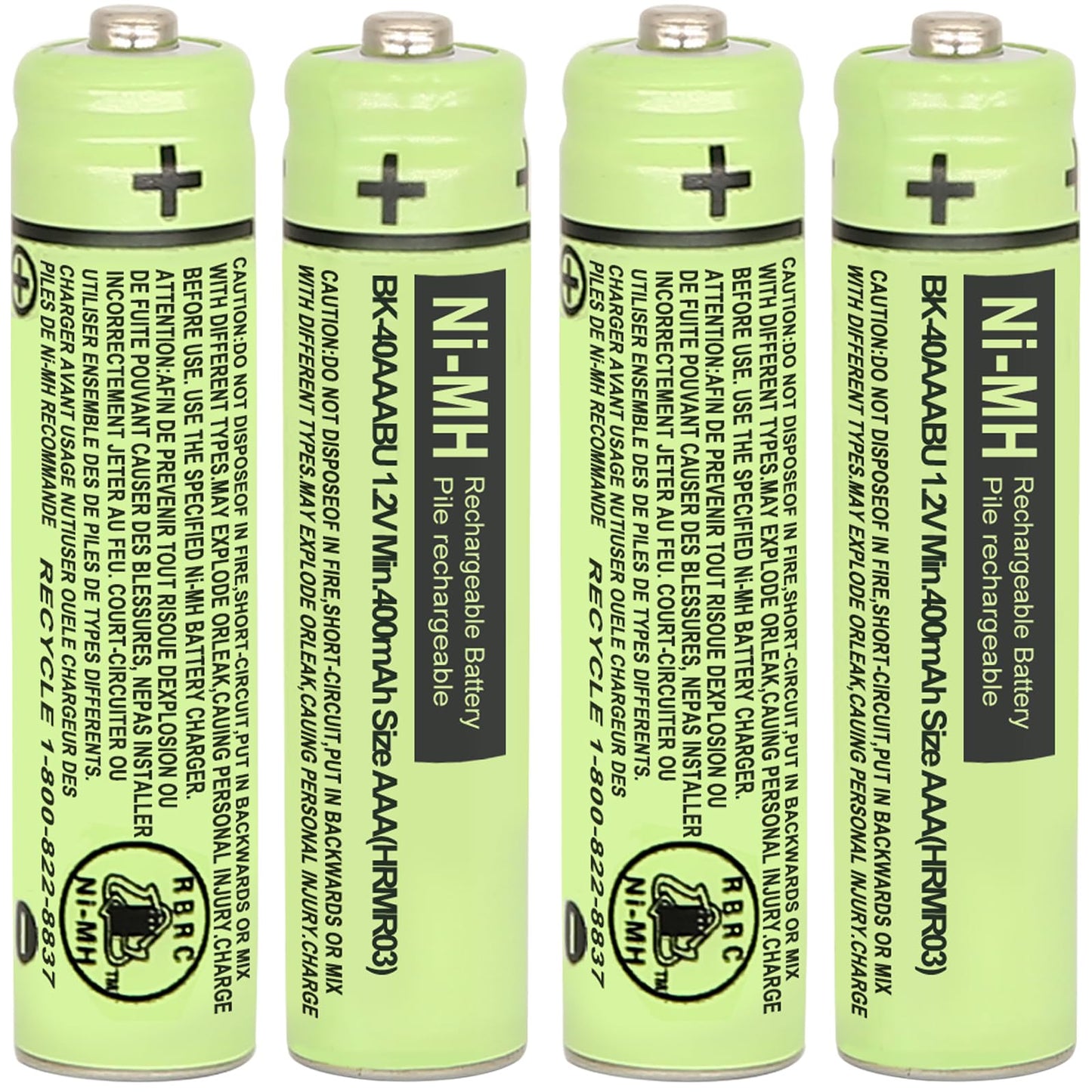 HIECTPRO 4Pack BK-40AAABU NI-MH AAA Rechargeable Battery 1.2V 400mah NiMH AAA Batteries for Panasonic Cordless Phone Handset BK40AAABU