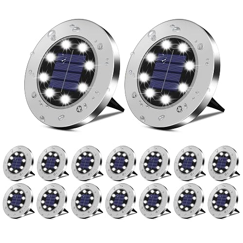 DUUDO Solar Lights Outdoor 16 Pack, Solar Garden Outdoor Waterproof Pathway Lights Bright In-Ground Light Outdoor Lighting Decor for Lawn, Patio