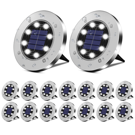 DUUDO Solar Lights Outdoor 16 Pack, Solar Garden Outdoor Waterproof Pathway Lights Bright In-Ground Light Outdoor Lighting Decor for Lawn, Patio