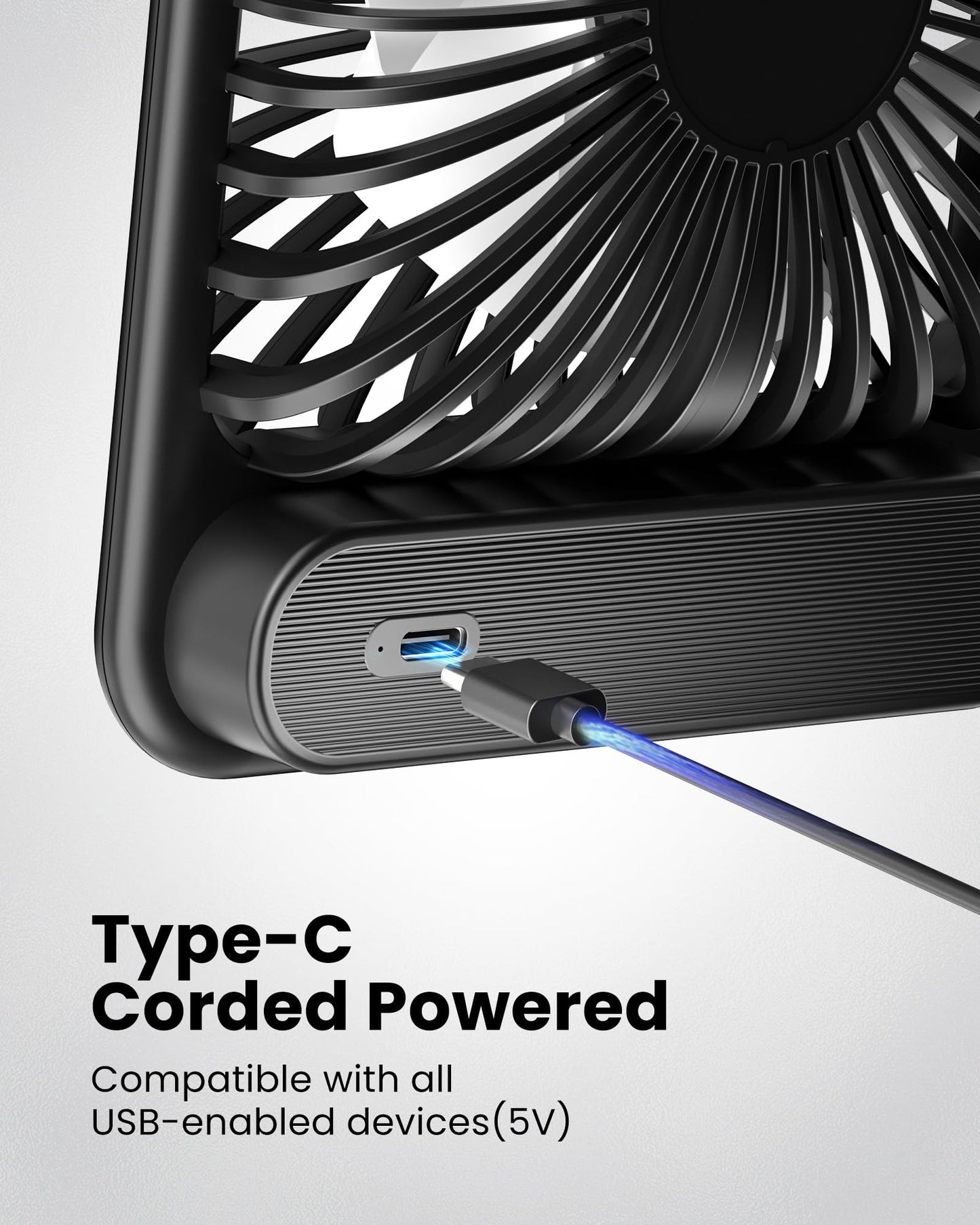 Koonie USB Desk Fan, Strong Wind Ultra Quiet Small Mini Fan