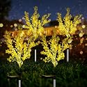 Neporal Garden Solar Lights Outdoor Waterproof IP65 4 Pack, 7-Stems Dusk to Dawn Golden Solar Flowers, Bigger Solar Panel for Garden,Yard, Patio