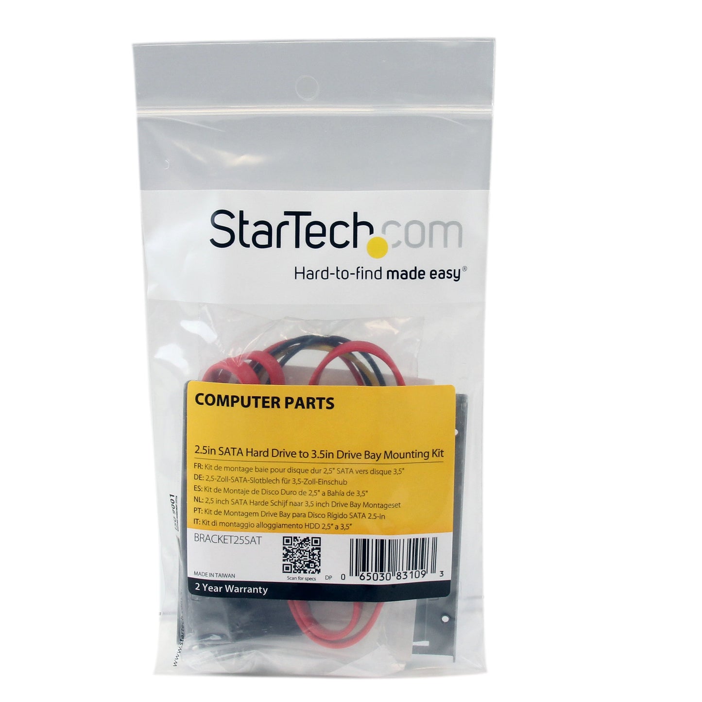 StarTech.com SSD Mounting Bracket - Solid Metal - 2.5in to 3.5 Hard Drive Adapter - SSD Bracket - SSD Upgrade Kit , TAA (BRACKET25SAT)