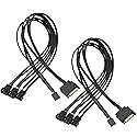 XMSJSIY SATA to 3 Pin 4 Pin PWM Fan Adapter Splitter Hub for 12V Desktop Computer Cooler Case Fans, 2 Pieces Packing