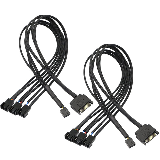 XMSJSIY SATA to 3 Pin 4 Pin PWM Fan Adapter Splitter Hub for 12V Desktop Computer Cooler Case Fans, 2 Pieces Packing