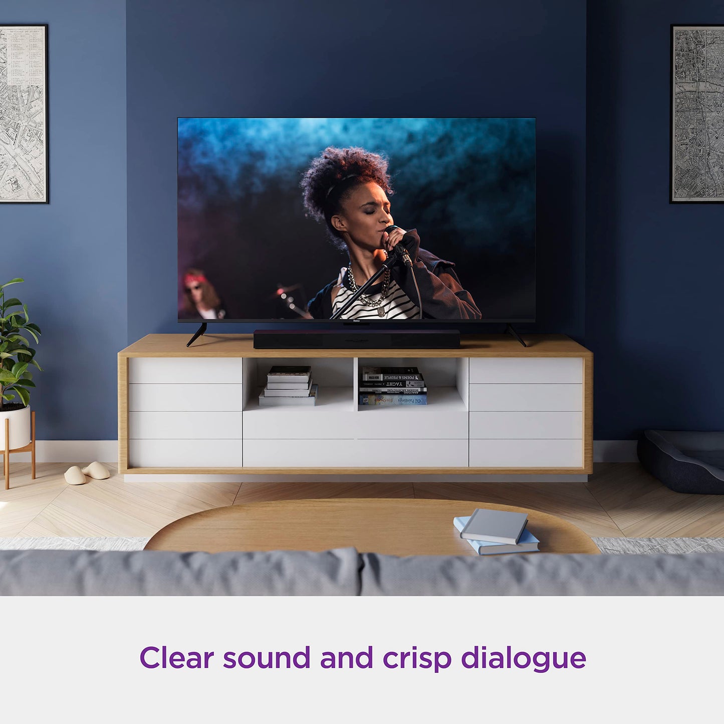 Roku TV Wireless Soundbar 2023 | Soundbar Exclusively for RokuTV with Enhanced Stereo Sound, Clear Dialogue, and Simple Wireless Setup,Black (Renewed)