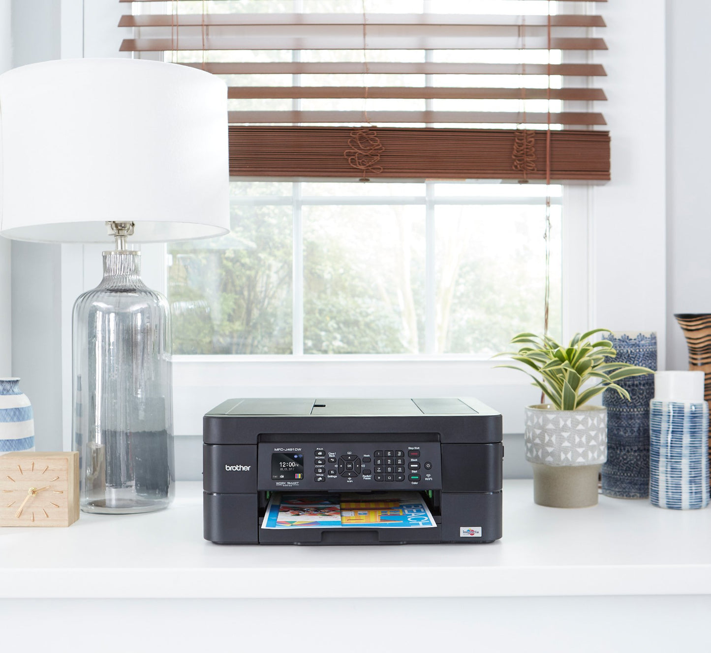 Brother Wireless All-in-One Inkjet Printer, MFC-J491DW, Multi-function Color Printer, Duplex Printing, Mobile Printing,Amazon Dash Replenishment
