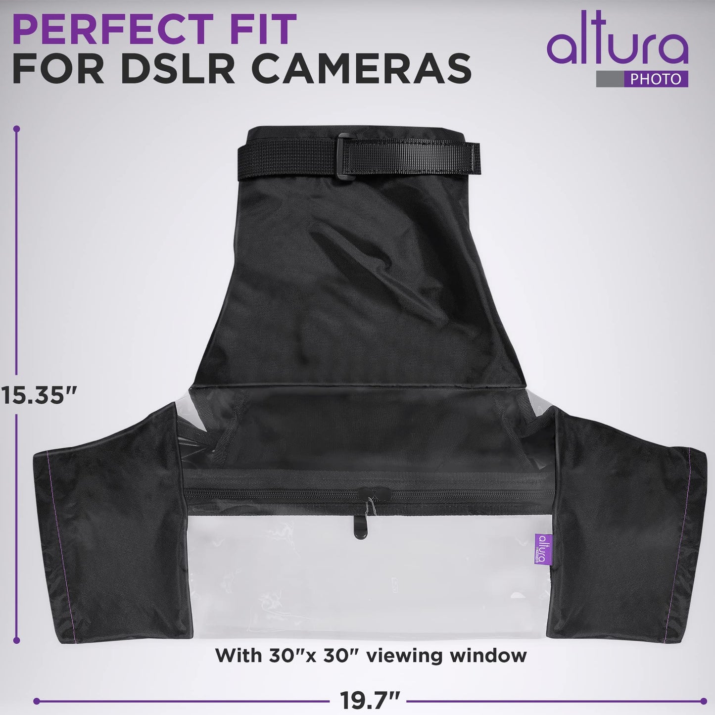 Altura Photo Camera Rain Cover - Professional Waterproof Lens Jacket Covers with Dual Hand Sleeves and Full-Length Zipper - Weather Protector