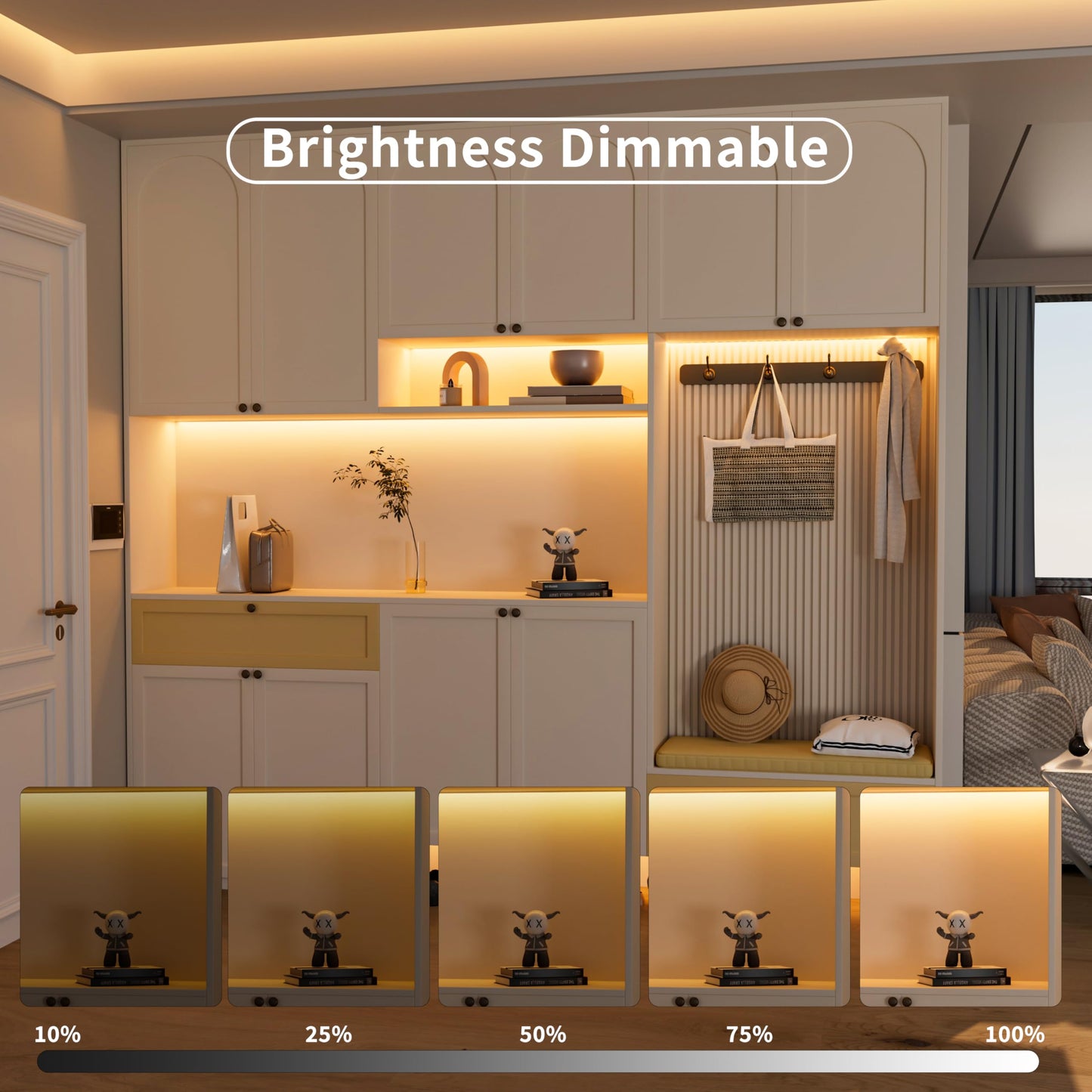 MIWISE COB LED Strip Light 32.8ft/10m,CRI 90+ Warm White 2700K High Lumen Dimmable Super Bright Flexible DC24V LED Tape Light