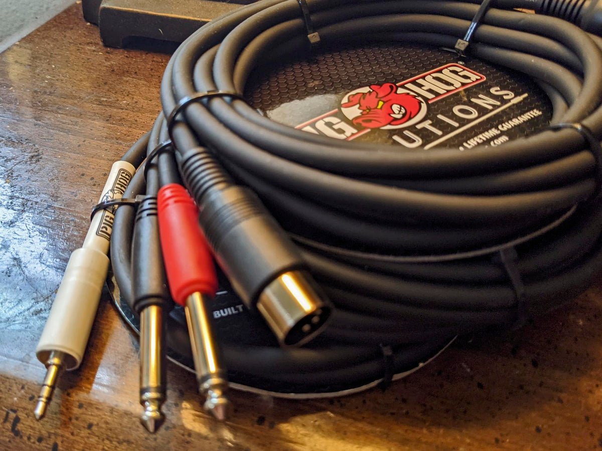 Pig Hog PD-R1403 Dual RCA (Male) to Dual 1/4" Mono (Male) Cable, 3 Feet
