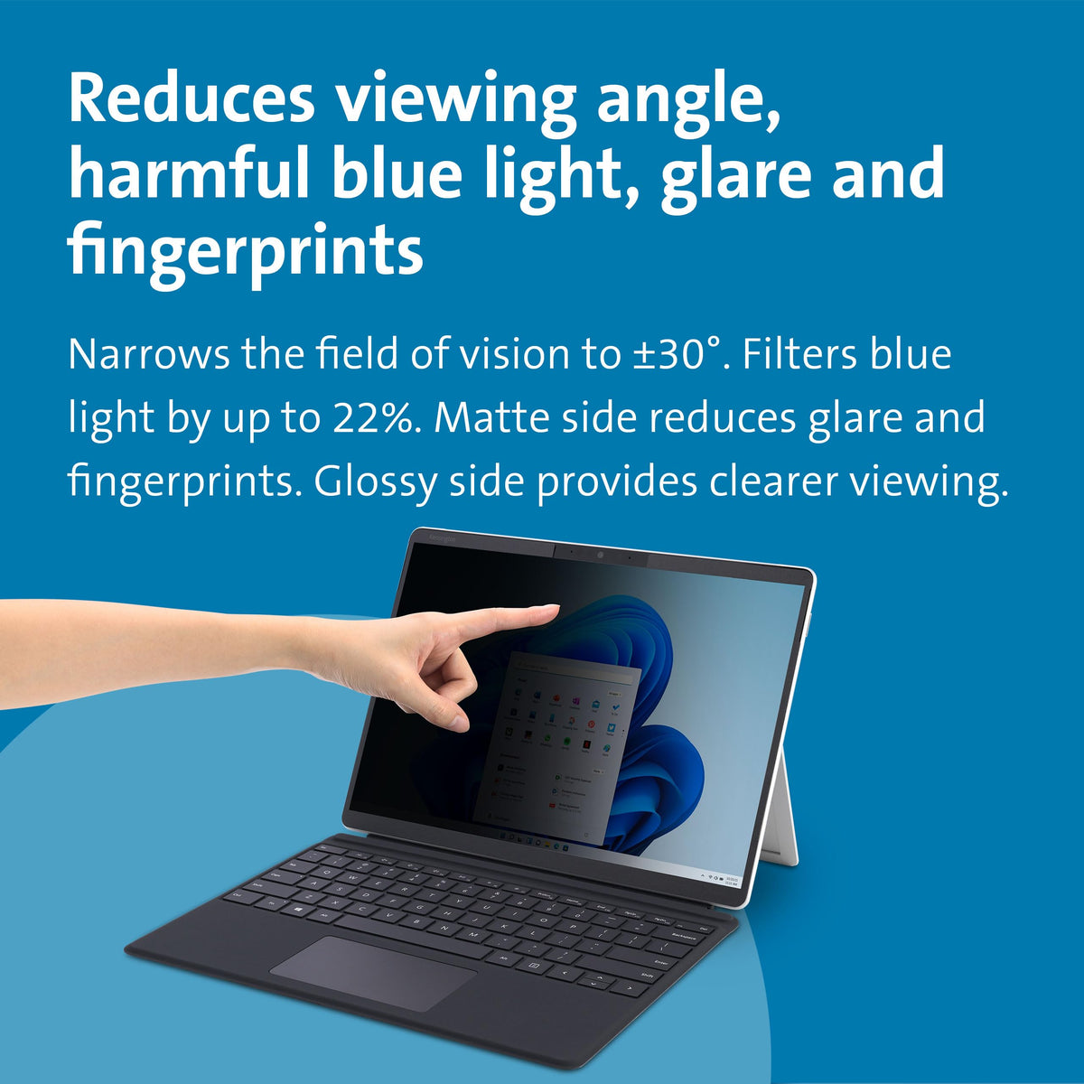 Kensington surface pro 11, 10, X, 9 & 8 magnetic privacy screen, removable privacy filter for 13 inch surface pro, touch screen and surface pen