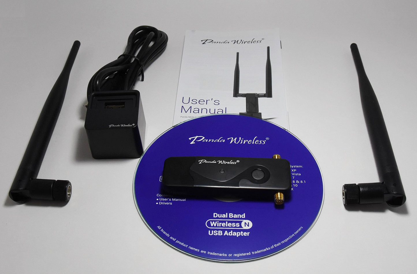Panda Wireless PAU09 N600 Dual Band (2.4GHz and 5GHz) Wireless N USB Adapter W/Dual 5dBi Antennas - Windows 7/8/10/11, Zorin, Mint, Ubuntu, openSUSE