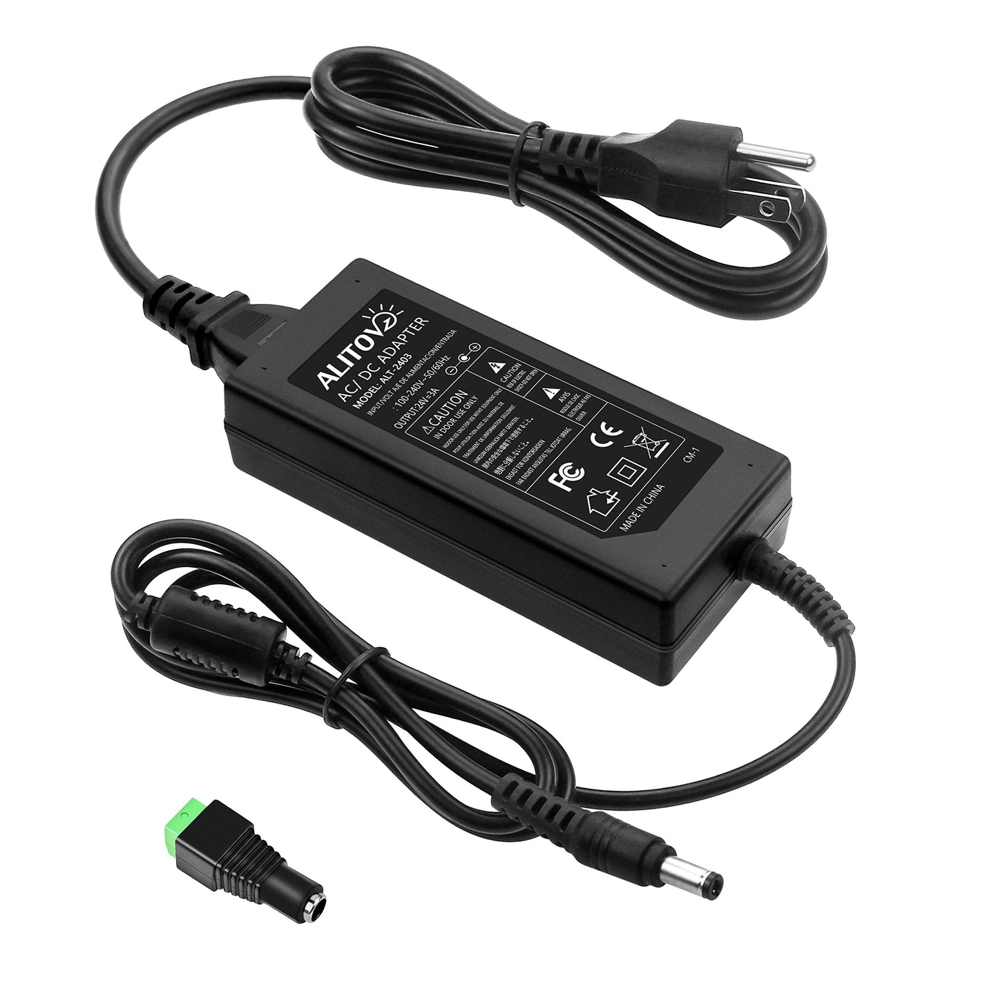 ALITOVE 24V 3A 72W AC to DC Adapter Power Supply Converter AC 100V ~ 240V to DC 24V 3amp Transformer with 5.5x2.1mm DC Output Jack for 5050 3528 LED…