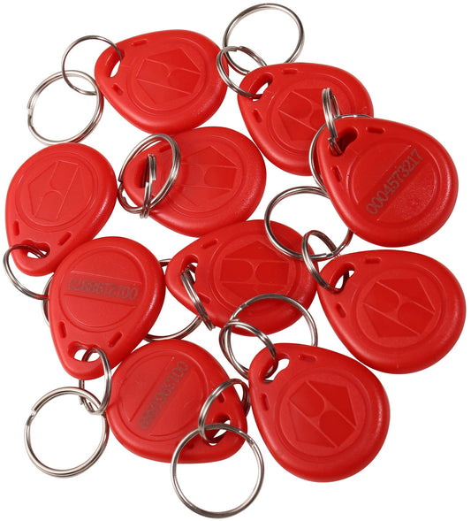UHPPOTE EM4100 EM4102 125KHz RFID EM-ID Card Tag Token Key Chain Keyfob Read Only Color Red (Pack of 10)