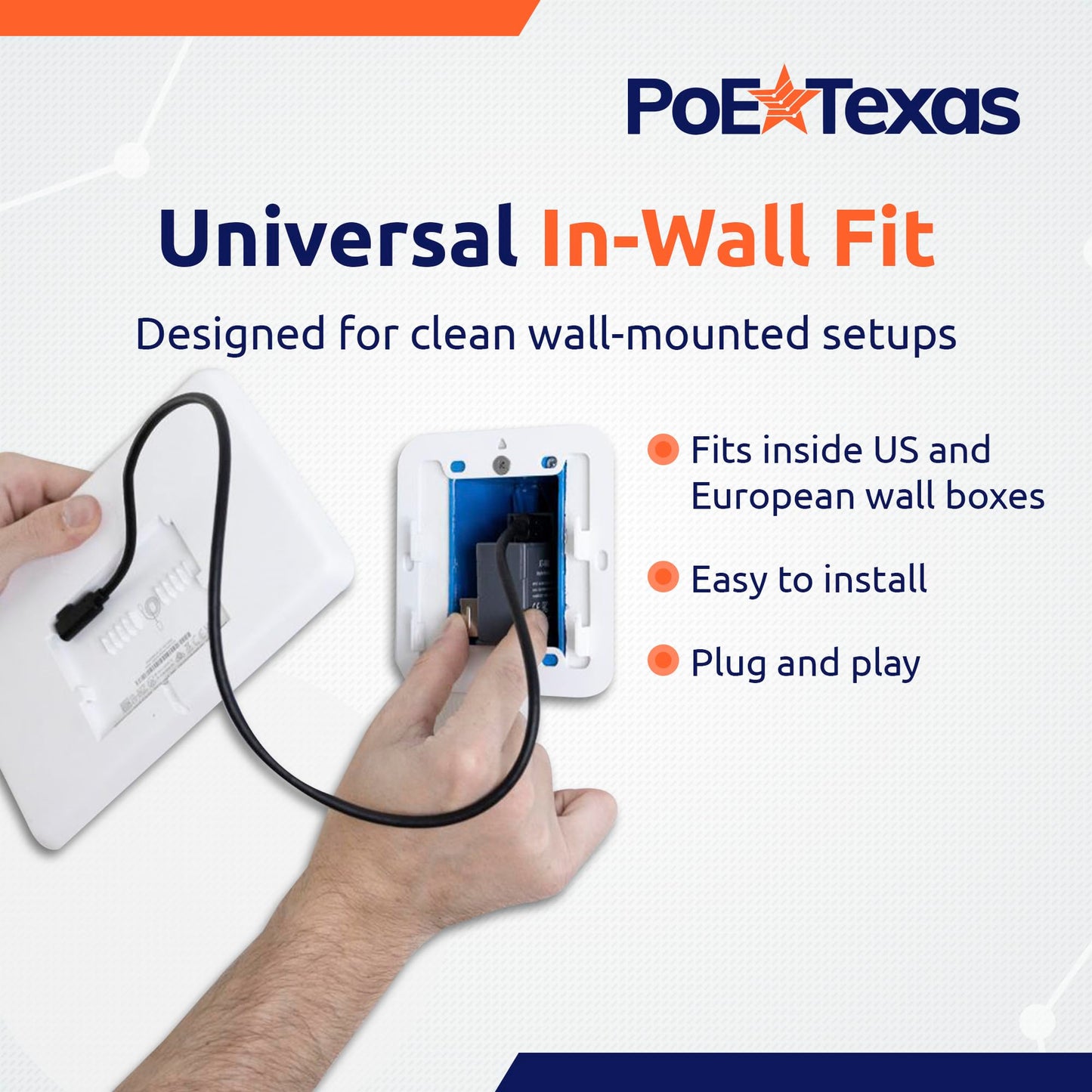 PoE Texas at-HUB PoE+ to USB-C Power and Data Delivery for Amazon Echo Hub Smart Home Control Panel - Power Output, 10/100 Mbps Speeds with USB-C