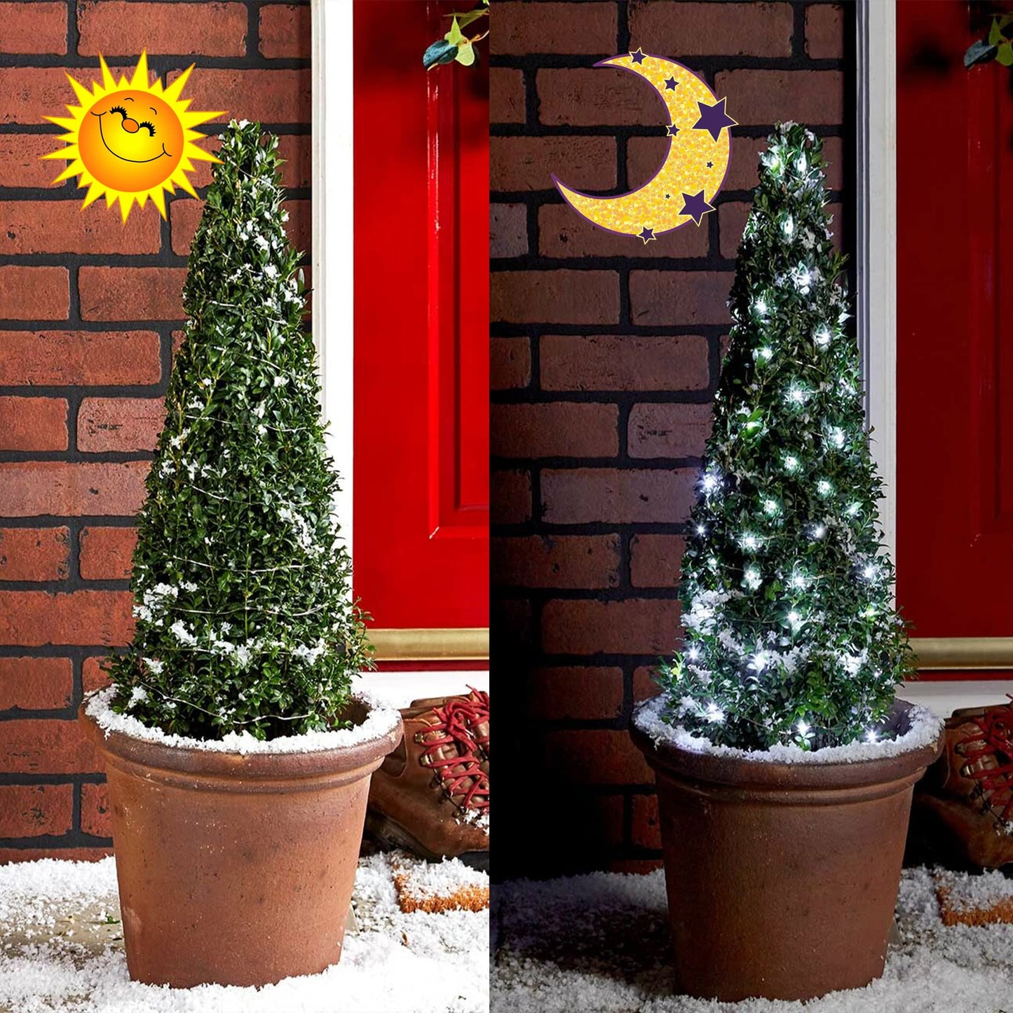 kemooie Solar Fairy Lights Outdoor, 2Pack 200 LED 66FT White Twinkle Solar String Lights, 8 Modes Waterproof for Garden Tree Christmas Decorations