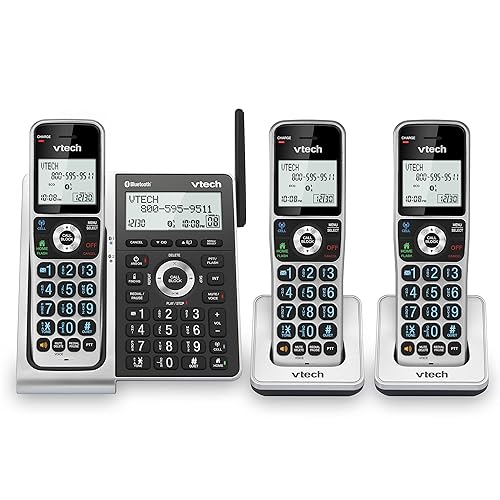 VTech VS306-3 DECT 6.0 3 Handsets Cordless Home Phone with Bluetooth, Answering System, Smart Call Blocker, Caller ID Announce, Backlit Display