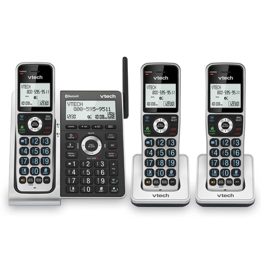VTech VS306-3 DECT 6.0 3 Handsets Cordless Home Phone with Bluetooth, Answering System, Smart Call Blocker, Caller ID Announce, Backlit Display