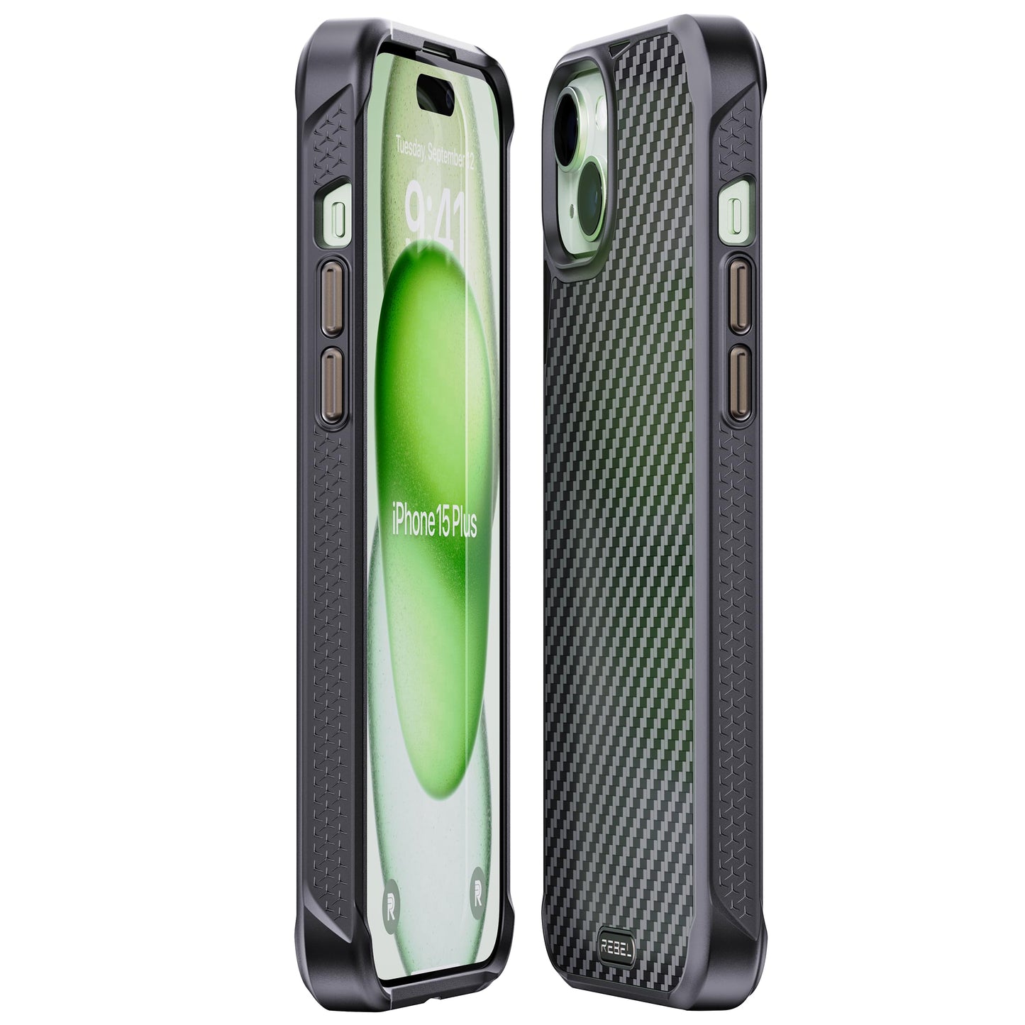 REBEL Case for iPhone 15 Plus [Gen-5 Aramid Fiber] Strong MagSafe Compatible, Grippy Sides, Shockproof Corners, CNC Metal Buttons, Upgraded Protective
