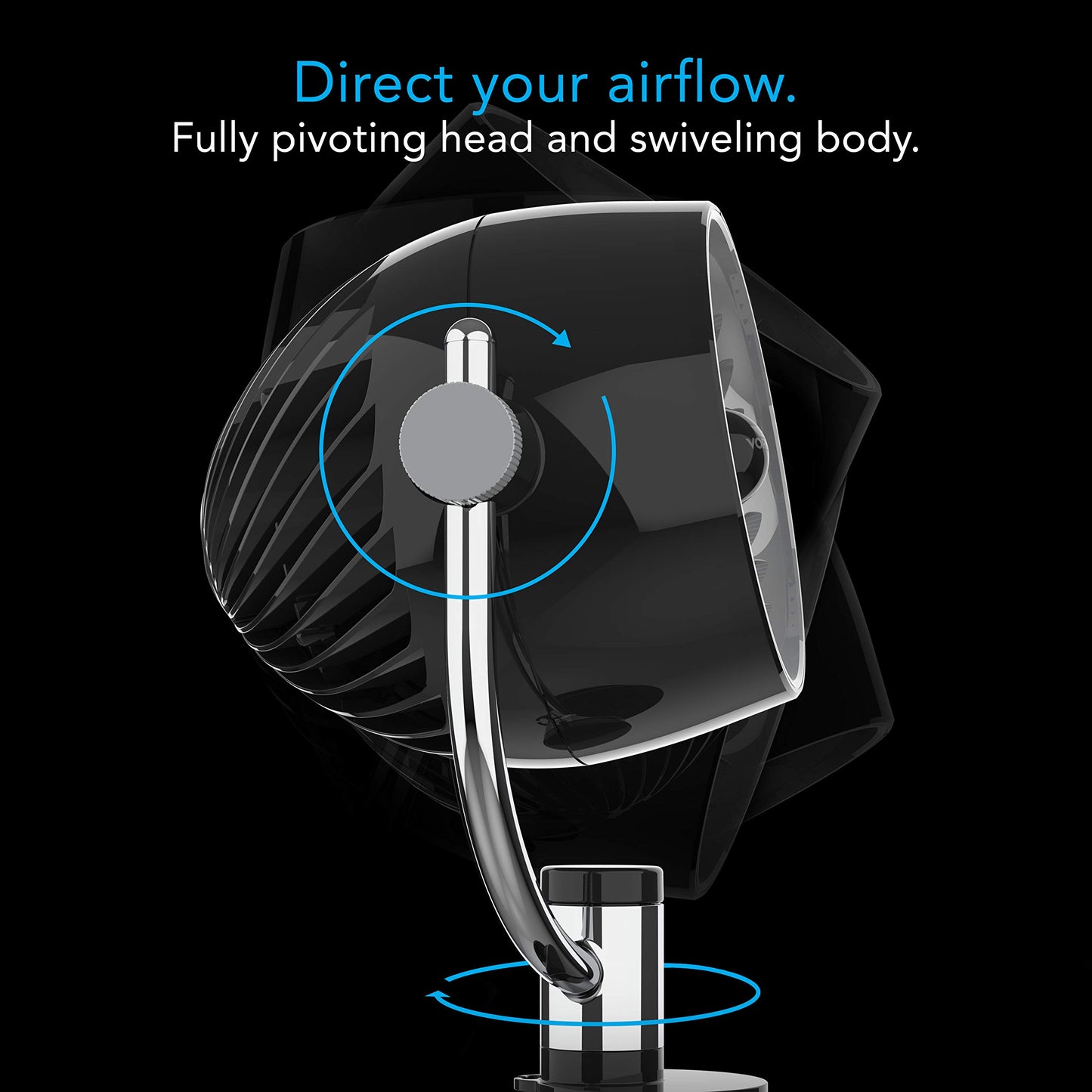 Vornado Pivot3 Clip Personal Air Circulator Fan with Multi-Surface Clip, Quiet Portable Fan for Office or Bedroom, 3 Speeds, Black