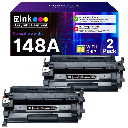 E-Z Ink 148A Toner Cartridge 4001n 4101fdw (with Chip) Replacement for HP 148A Toner Cartridge W1480A 148X W1480X to Use with HP LaserJet Pro 4001n