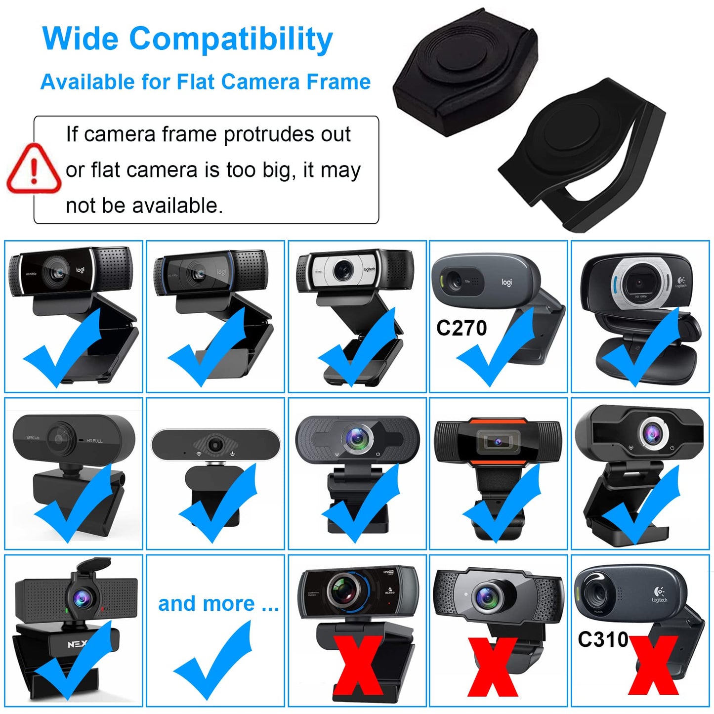 JCWINY Webcam Cover, 2 Pack Desktop Computer External Webcam Lens Covers Shutter Cap Hood, Streaming Web Camera Privacy Cover Clip Compatible