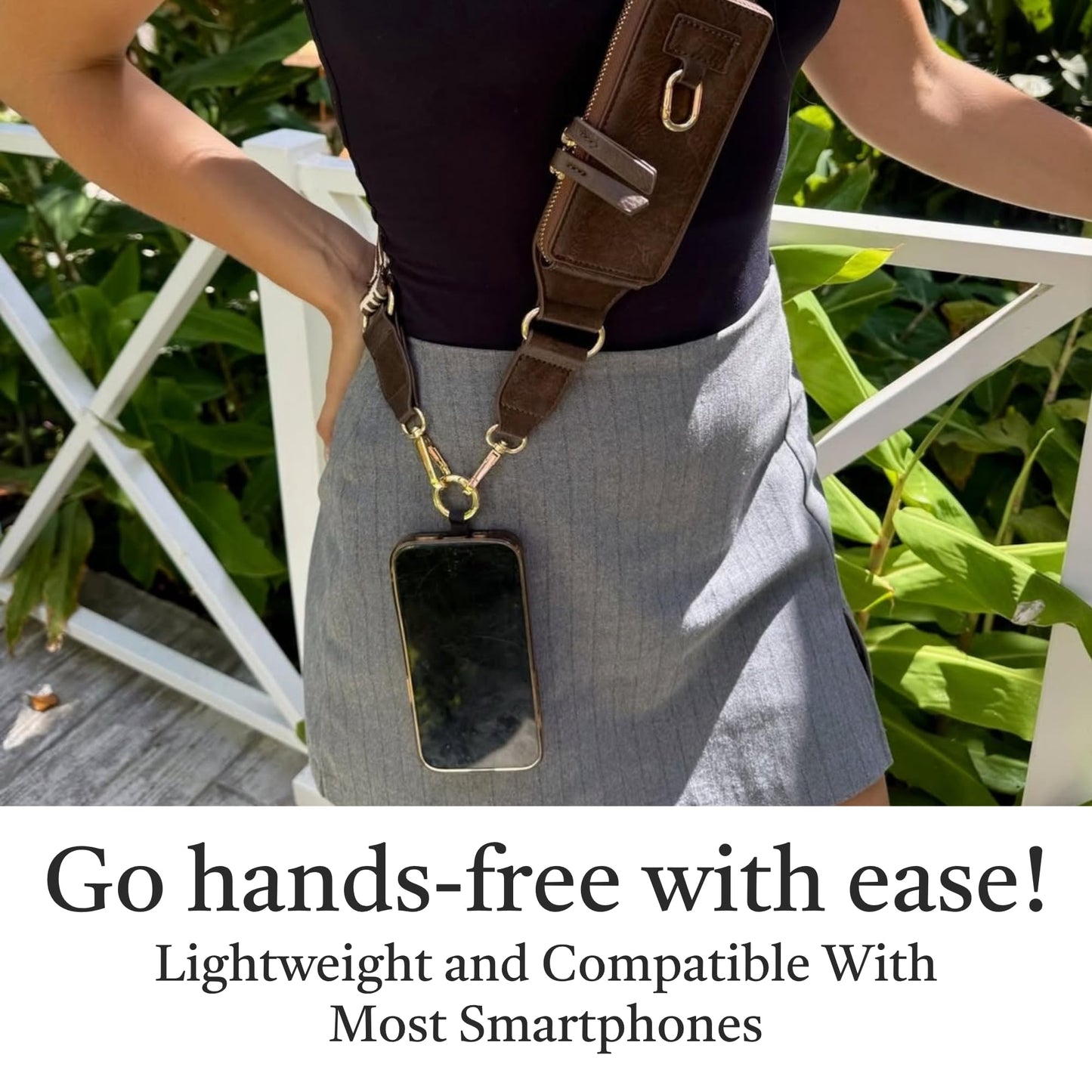 Save the Girls Zip & Clip Phone Crossbody with Wallet, Vegan, Espresso
