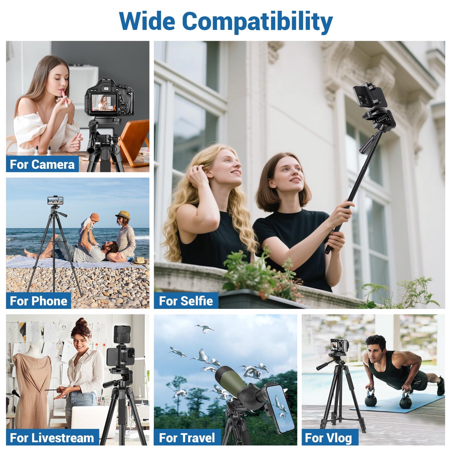 Phone Tripod, 83” Cell Phone Tripod for iPhone, Tall Tripods Selfie Stick with Remote Extendable Phone Holder Stand for Camera Photo Video Recording