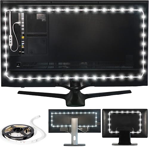 Power Practical LED Lights for TV Backlight - Luminoodle, USB Powered TV LED Light Strip w/ Bias Ambient Lighting for Home Theater - True White - Size