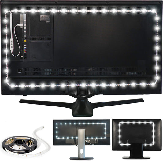 Power Practical LED Lights for TV Backlight - Luminoodle, USB Powered TV LED Light Strip w/ Bias Ambient Lighting for Home Theater - True White - Size