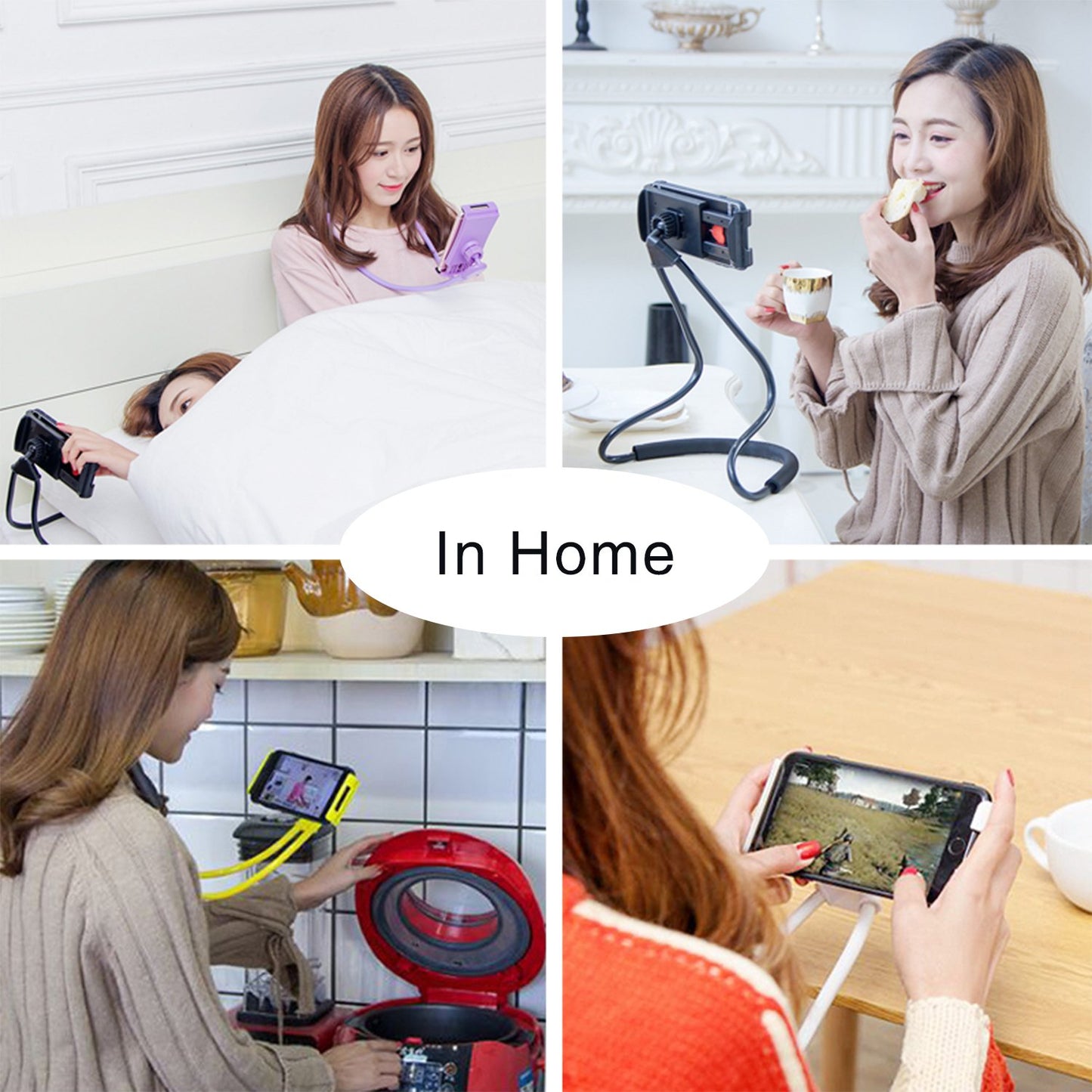 NCElec 011 Neck Cell Desk Bed,Bike and Motorcycle Mount,Lazy Bracket Mobile Phone Stand Holder (Black)