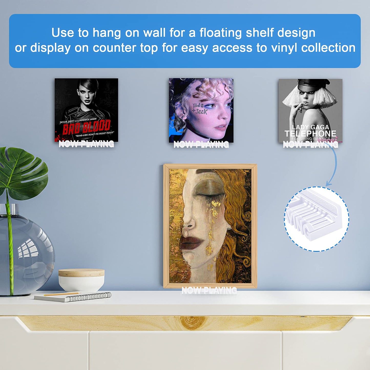 Aivwis Premium Wall-Mounted Vinyl Record Shelf, Floating Now Playing Holder for Vinyl Collectors - Home & Office Décor, Record Store Display (3D