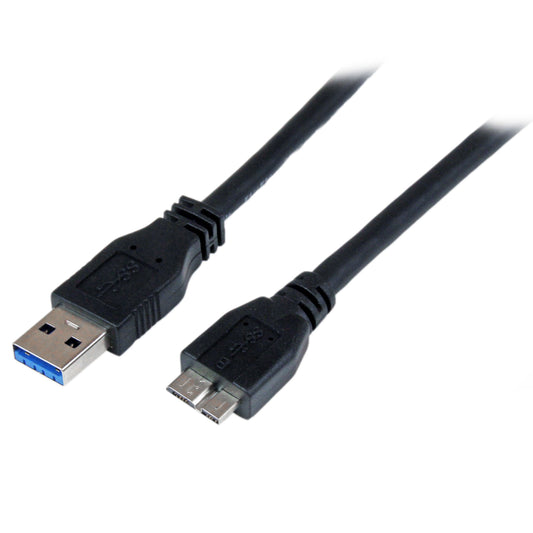 StarTech.com 1m 3 ft Certified SuperSpeed USB 3.0 A to Micro B Cable Cord - USB 3 Micro B Cable - 1x USB A (M), 1x USB Micro B (M) - Black