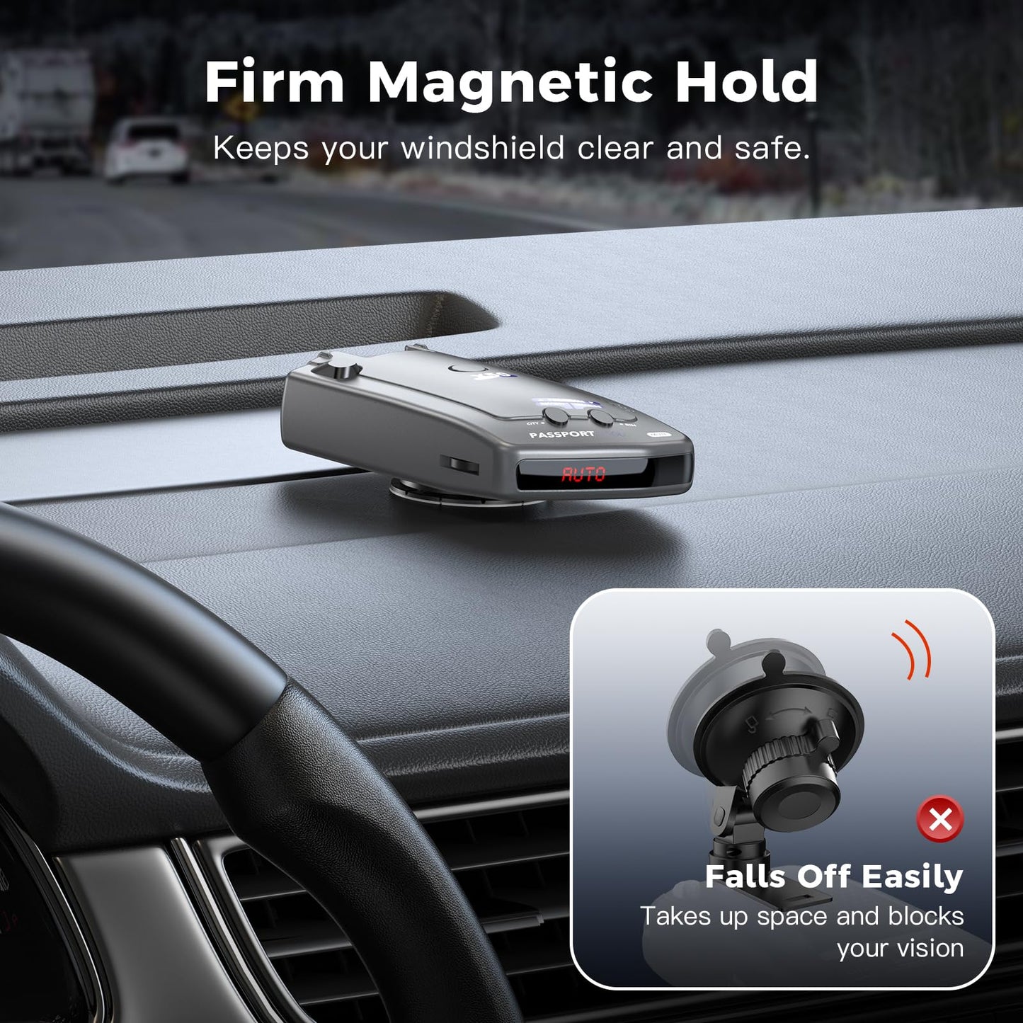 Magnetic Radar Detector Mount with N52 Strong Magnets, Adhesive Dashboard Holder for Escort, Uniden, and Other Radar Detectors, Stable Anti-Vibration