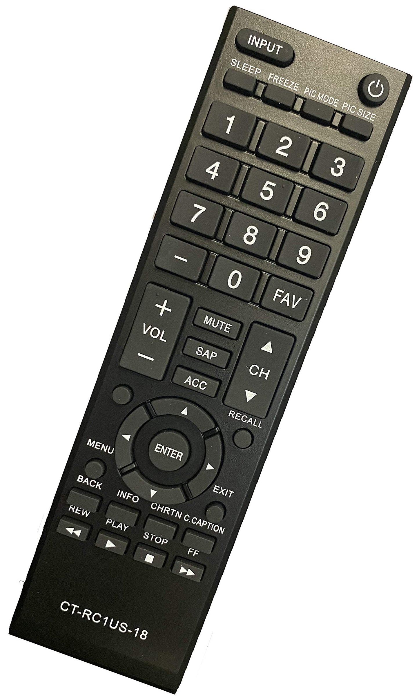 CT-RC1US-18 Remote Control fit for Toshiba LED LCD TV HDTV 49L510U18 55L510U18 32L220U19 32L310U20 32L310U18