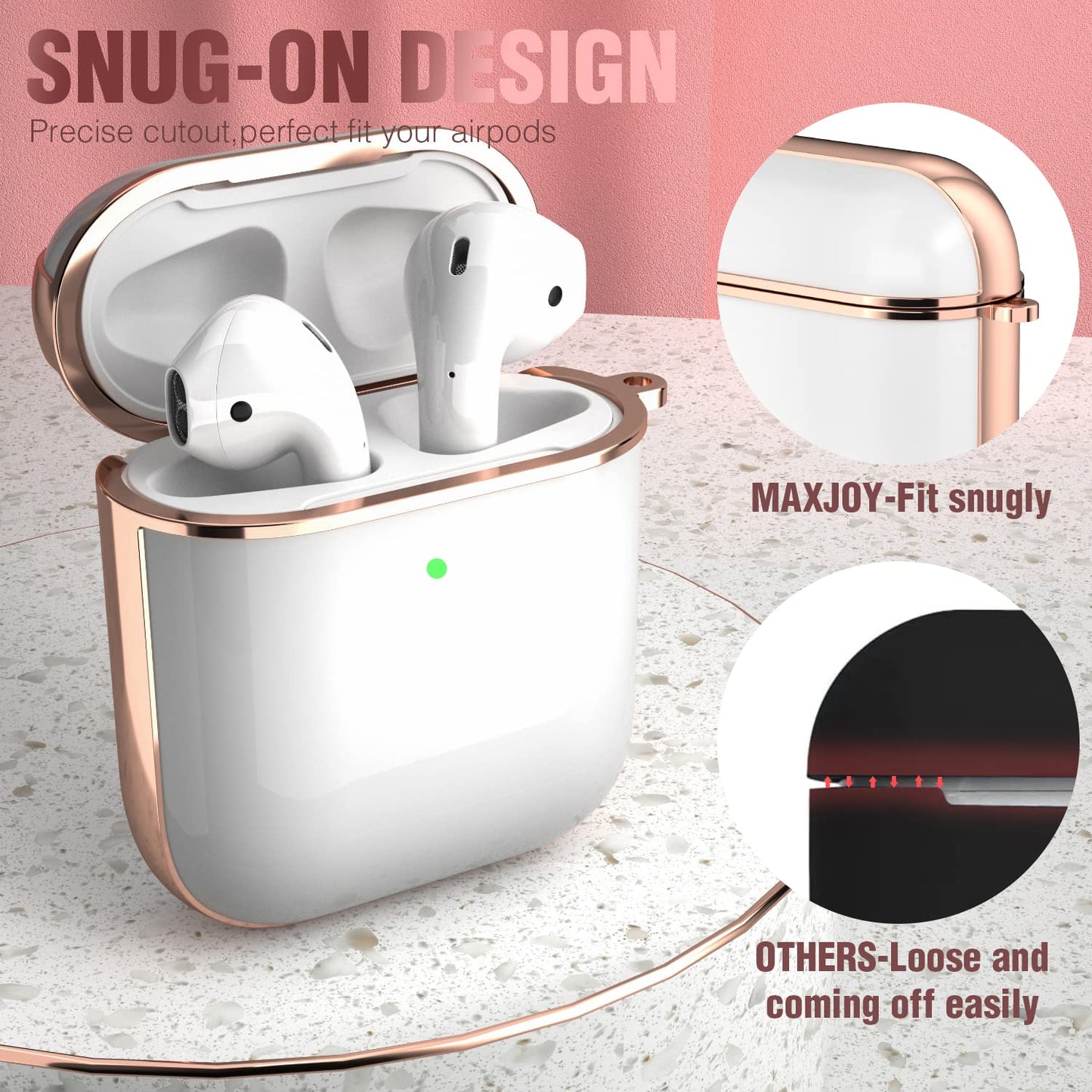 Maxjoy for AirPods Case, Cute AirPod Case Protective Hard AirPod 2 Cover for Women Men with Keychain for AirPods 2nd 1st Generation Charging Cover