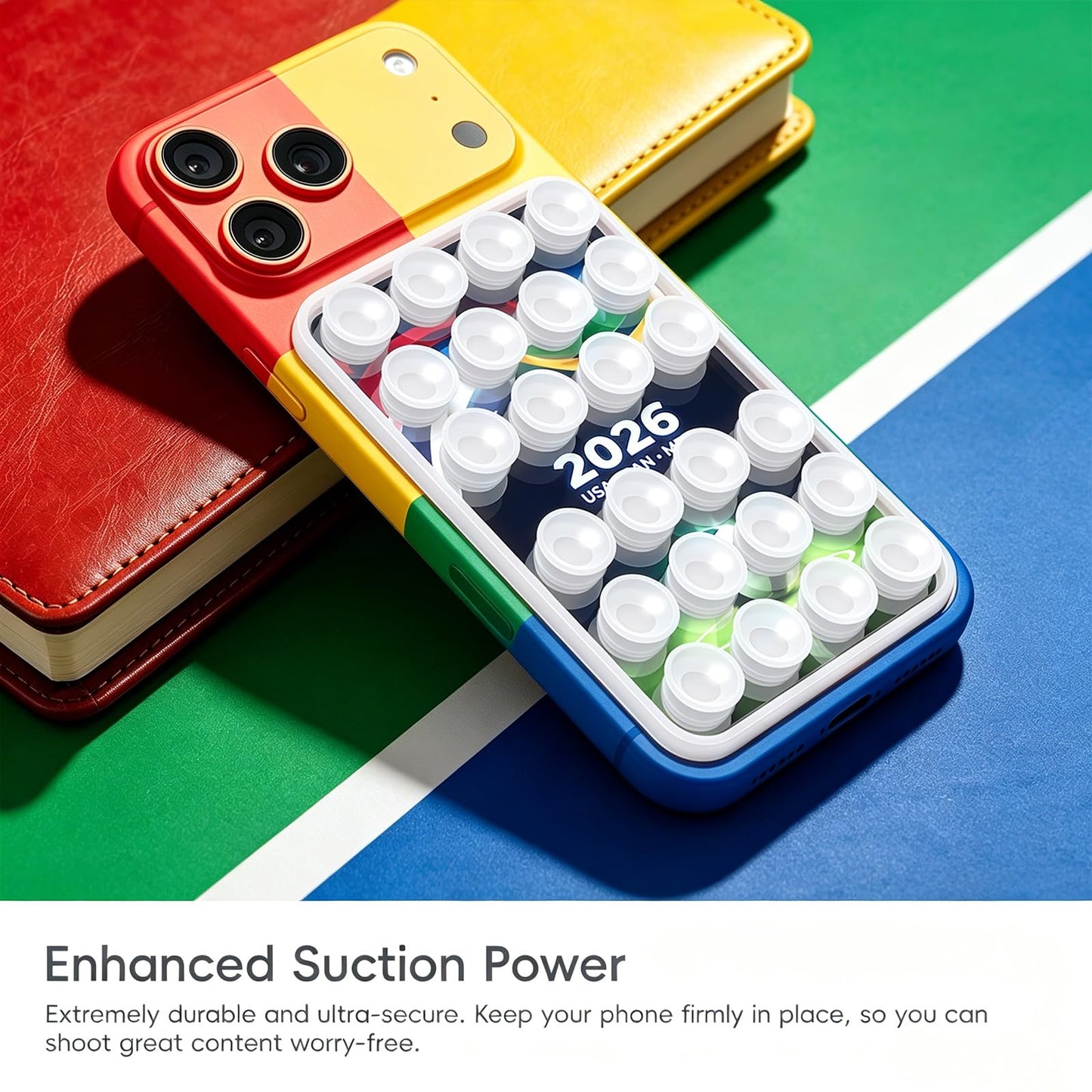 2026 World Cup Gift for Him/Her - Anteel OG Silicone Suction Cup Phone Adhesive Mount - Hands-Free Sticky Phone Holder - Strong Suction Grip