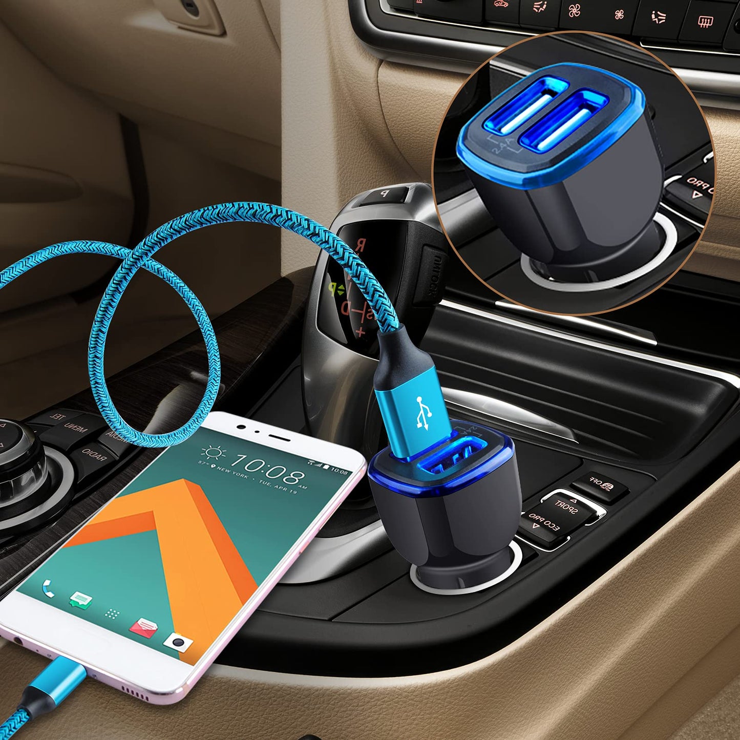 Android Phone Car Charger Car Adapter Fast Charging for Samsung Galaxy S25FE/S25 Ultra/A16 5G/A17/A56/A55/A54/A53/A15/A26/A36/S24 Ultra/S23/S22